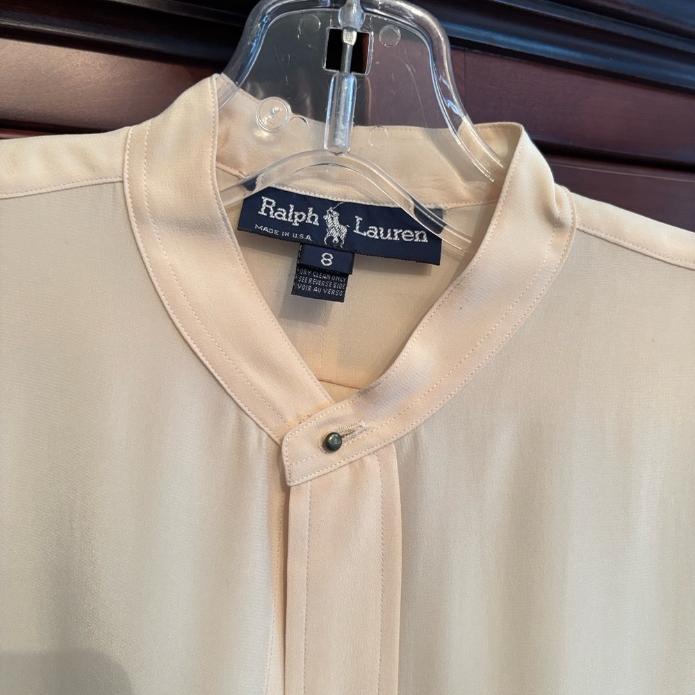 Ralph Lauren Cream Band-Collar Blouse - Picture 2 of 4